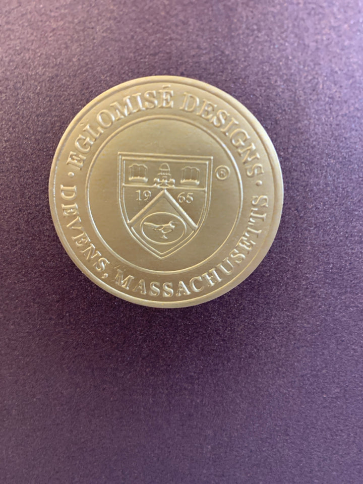 MASS GENERAL HOSPITAL -MIRROR W SCHOOL/ GOLD FRAME.