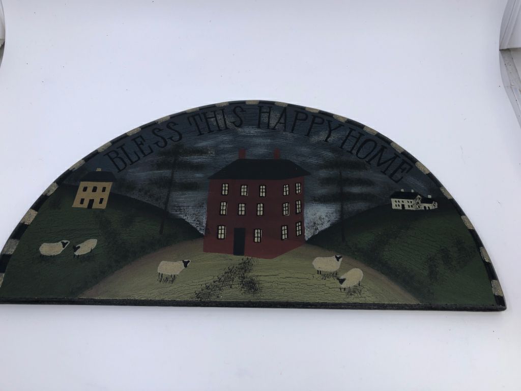 PRIMITIVE BLESS THIS HALF MOON WALL HANGING.