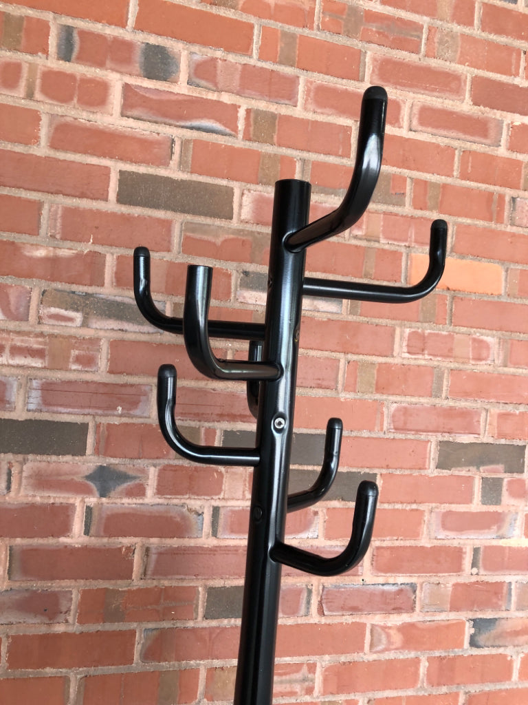 BLACK METAL COAT RACK.