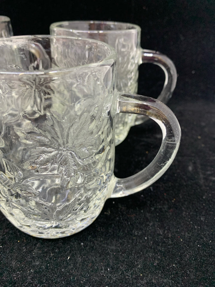 6 FANTASIA POINSETTIA EMBOSSED MUGS- PRINCESS HOUSE