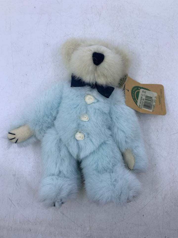 SMALL BLUE/WHITE BEAR W/ ROSE BUTTONS BOYDS BEAR.