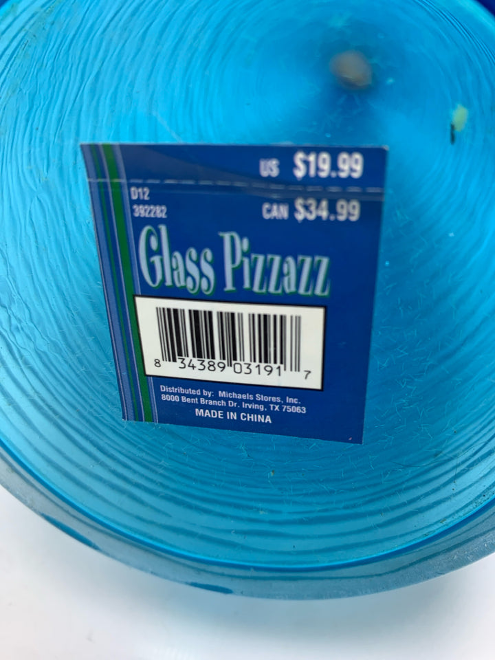 BLUE TEXTURED FROST VASE.