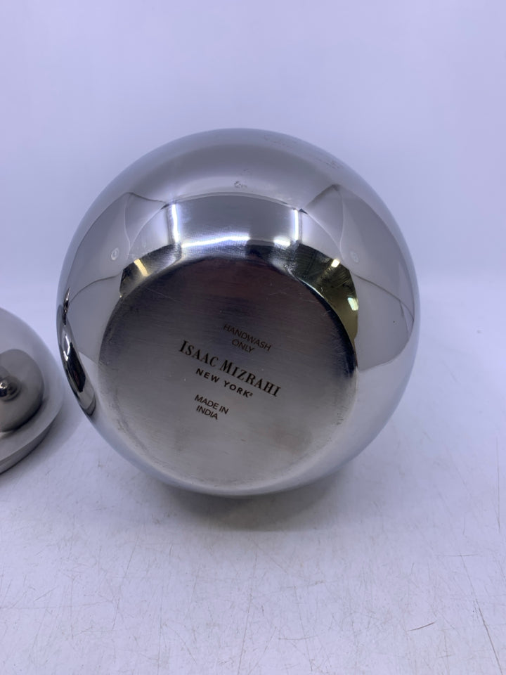 SILVER METAL ICE BUCKET BEAN SHAPE ISAAC MIZRAHI.