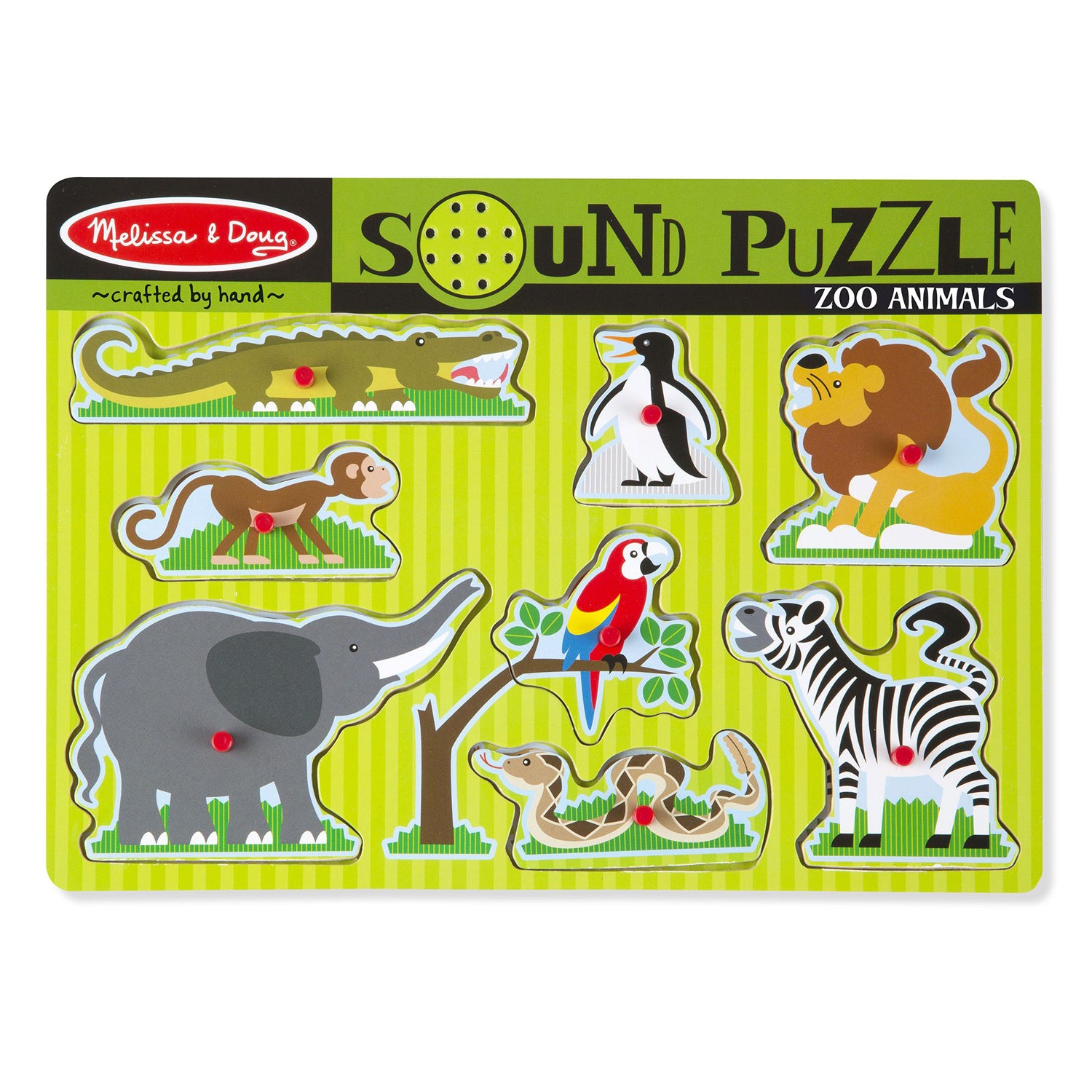 Melissa & Doug Zoo Animals Sound Puzzle - Wooden Peg Puzzle with Sound Effects (