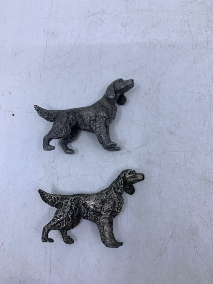2 PEWTER DOGS IN BAG.