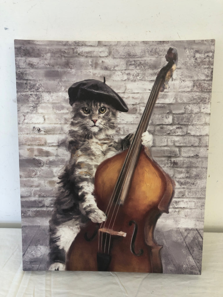 CAT PLAYING A CELLO CANVAS.