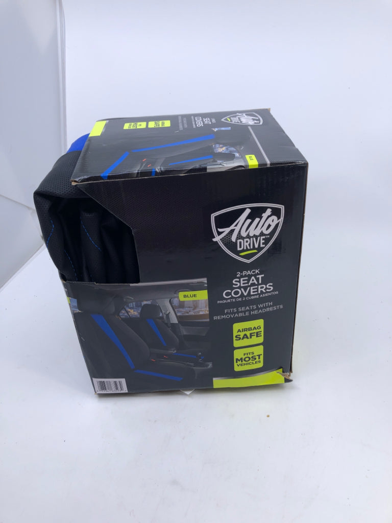 NIB 2 PACK SEAT COVERS BLUE/BLACK