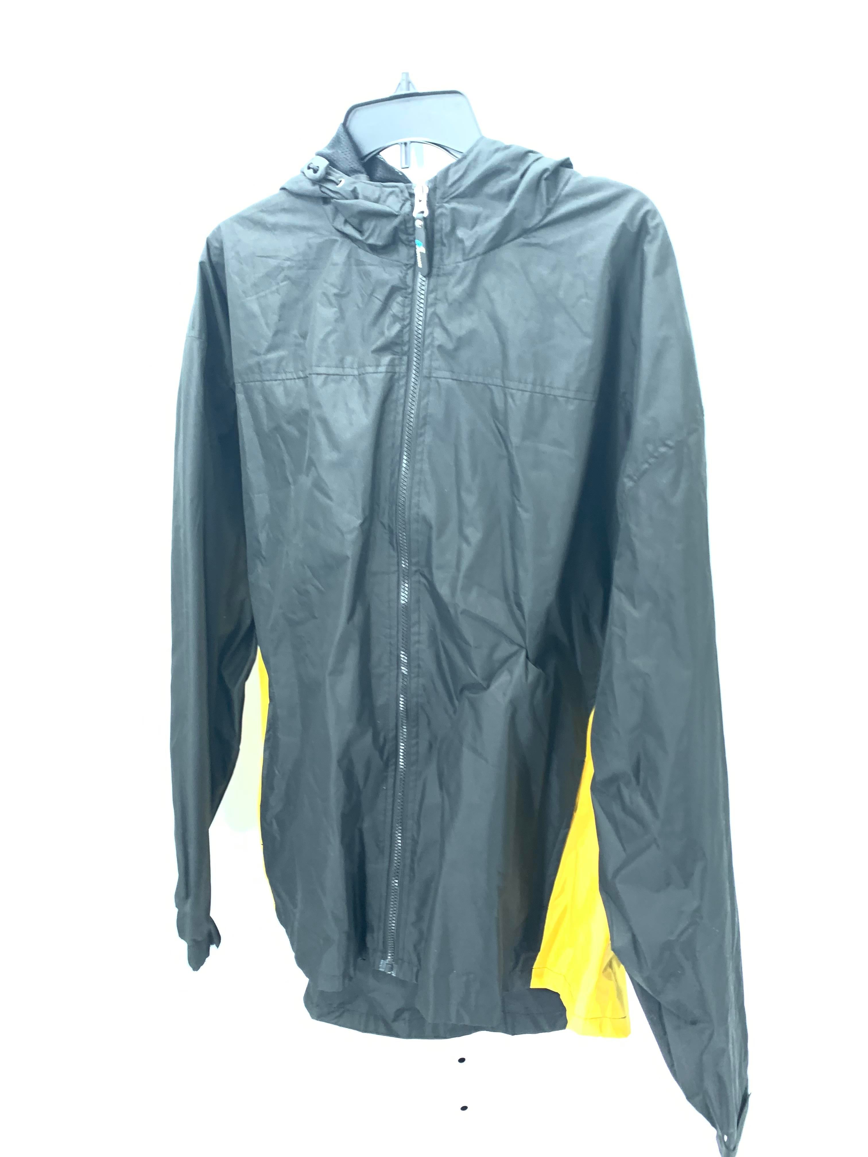 YELLOW HOODED ZIP UP.