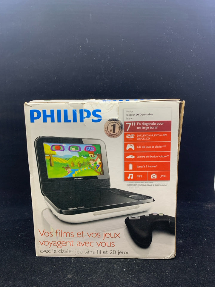 NIB PHILLIPS TRAVEL DVD PLAYER MOVIES AND GAMES.