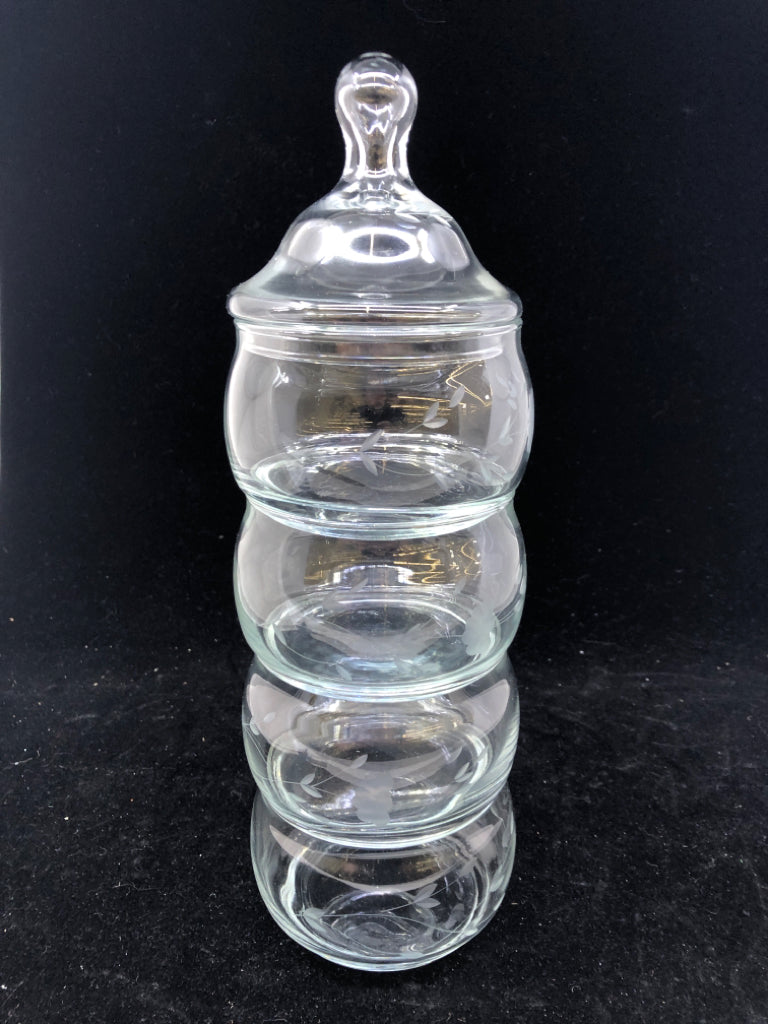 5 PC CLEAR GLASS STACK SET-PRINCESS HOUSE.