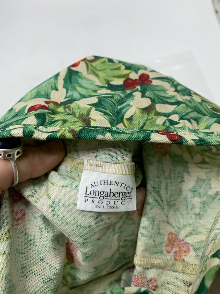 LONGABERGER AMERICAN HOLLY TALL TISSUE LINER IN BAG.