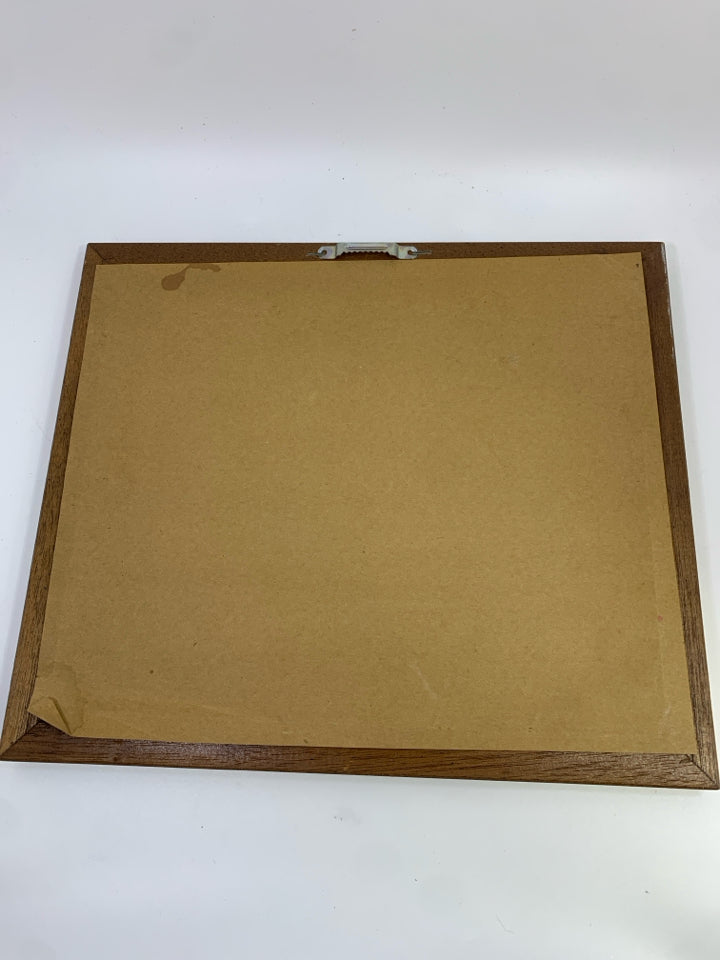 CAROUSEL SHOP PRINT IN BROWN FRAME.