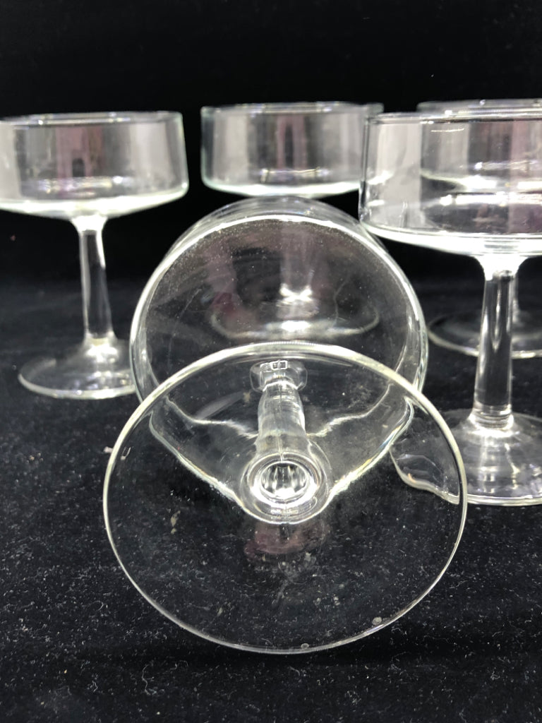 6 CLEAR COUPE GLASSES.