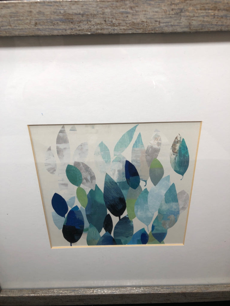 FRAMED BLUE LEAVES PRINT.