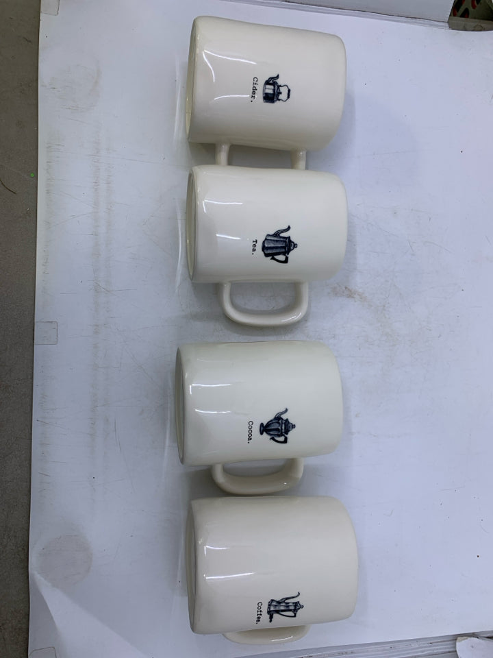 4 PC ASSORTED TEA POTS MUGS.