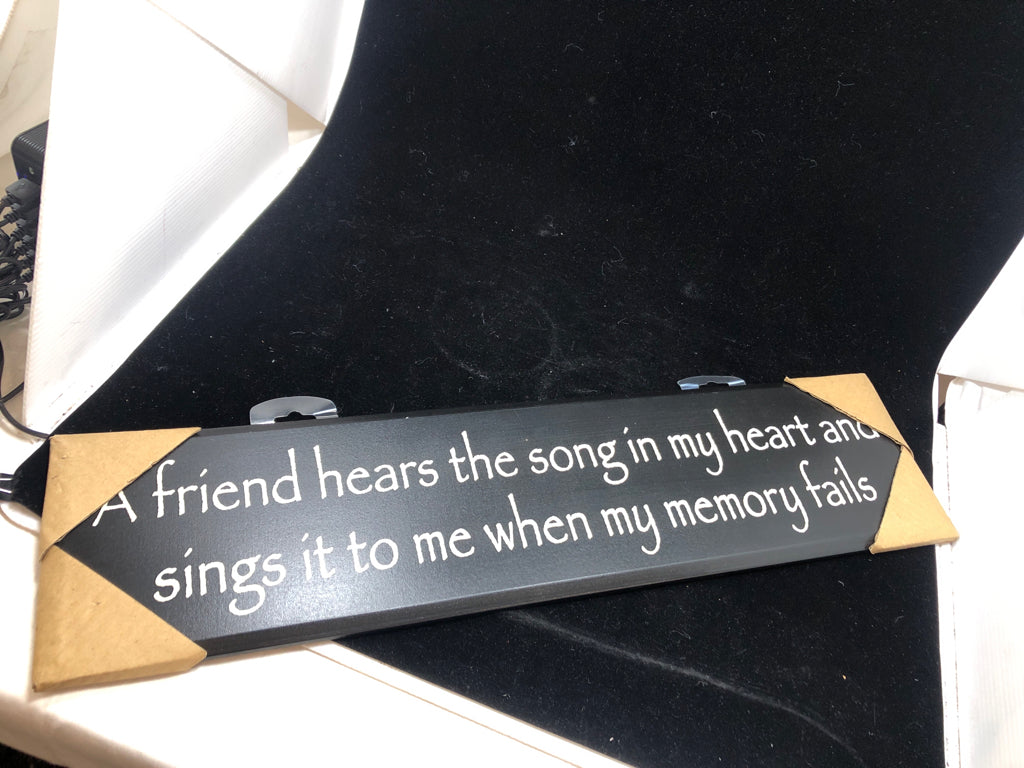 NWT PRIMITIVE "A FRIEND HEARS" WOOD WALL SIGN.