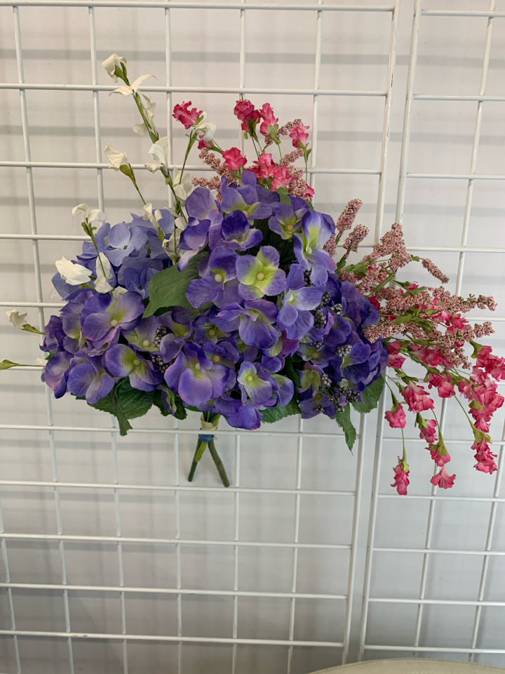 FAUX PURPLE HYDRANGEA BOUQUET.