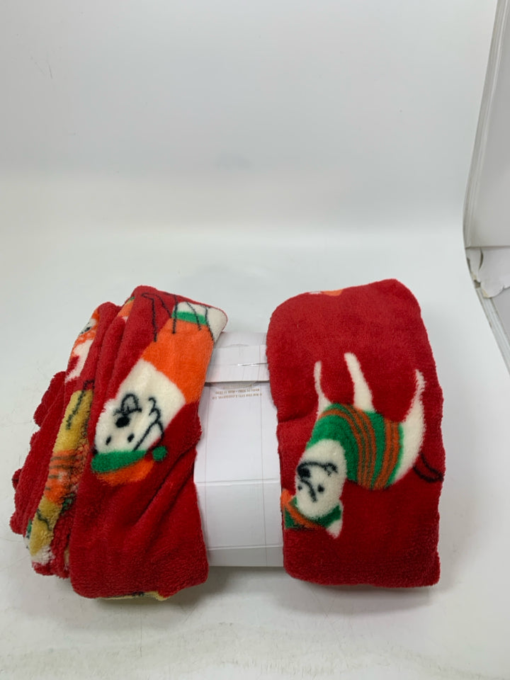NIP RED ASSORTED DOGS THROW BLANKET.
