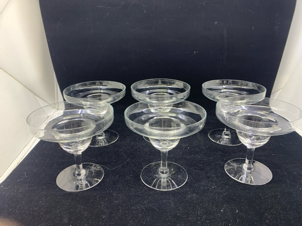 6 SHORT MARGARITA GLASSES.