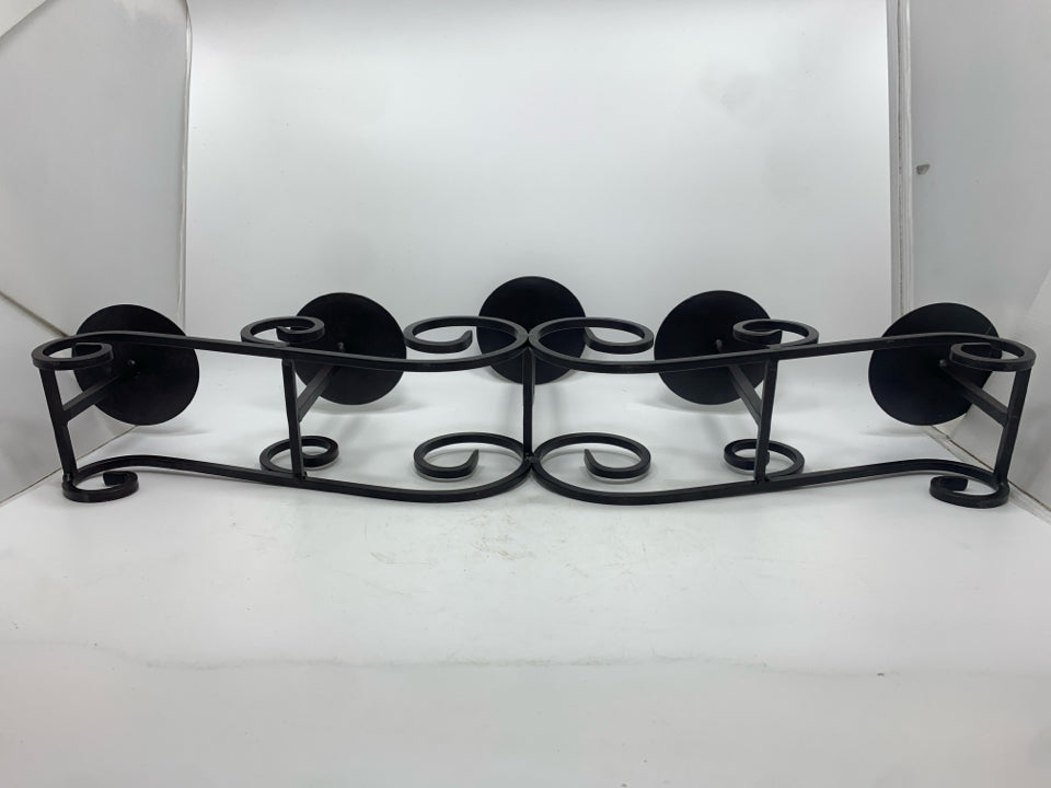 5 SPOT BROWN METAL PILLAR CANDLE CENTERPIECE.