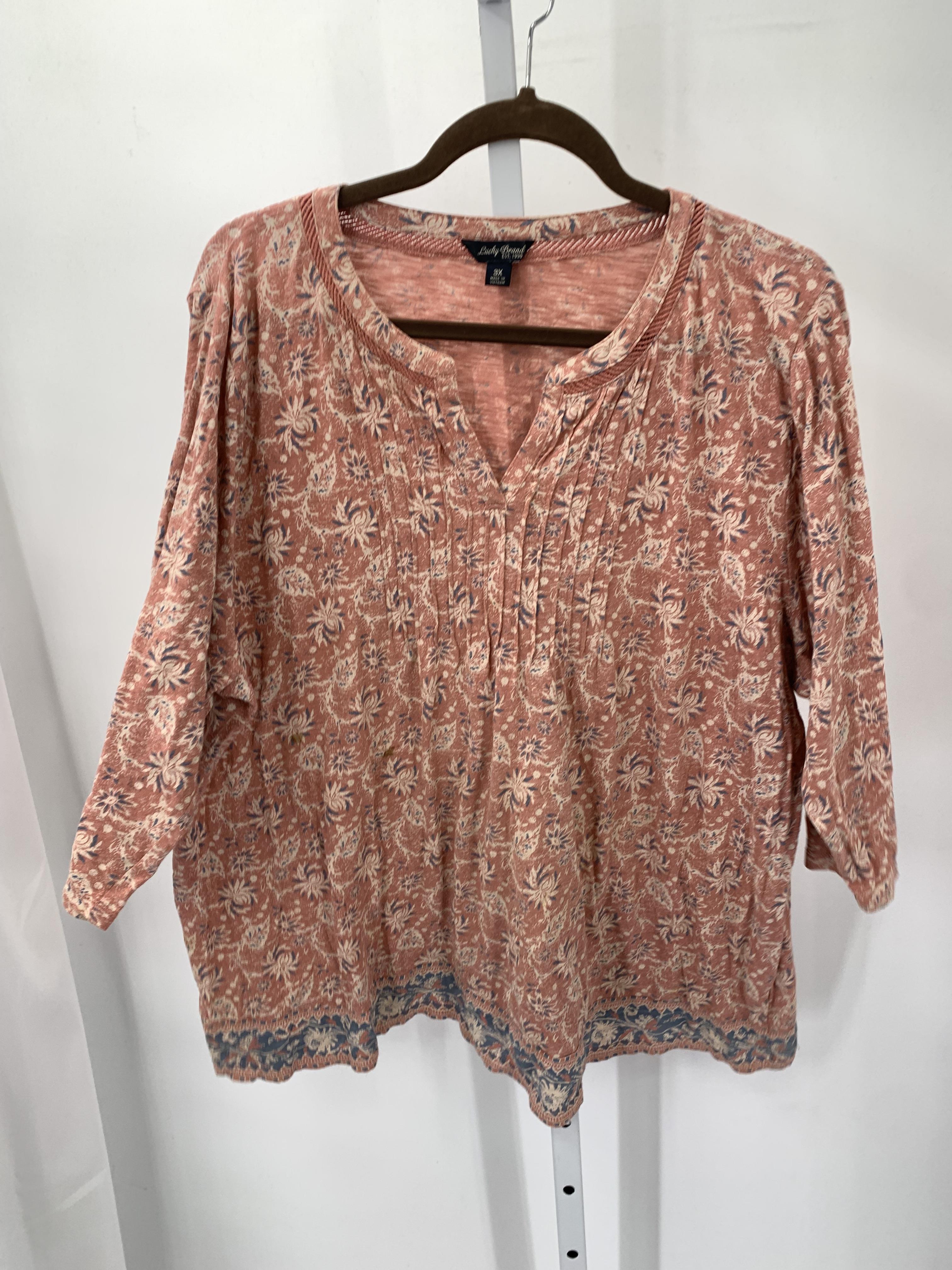 Lucky Size 3X Womens 3/4 Sleeve Shirt