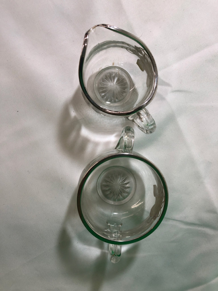 VTG SILVER STARWBERRY SUGAR AND CREAMER.