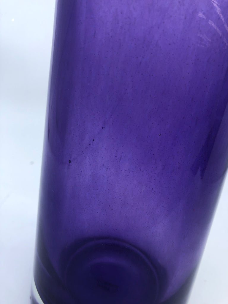 TALL,HEAVY CYLINDER PURPLE VASE.