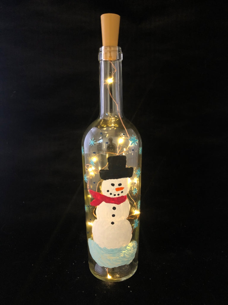 LIGHT UP SNOWMAN WINE BOTTLE.