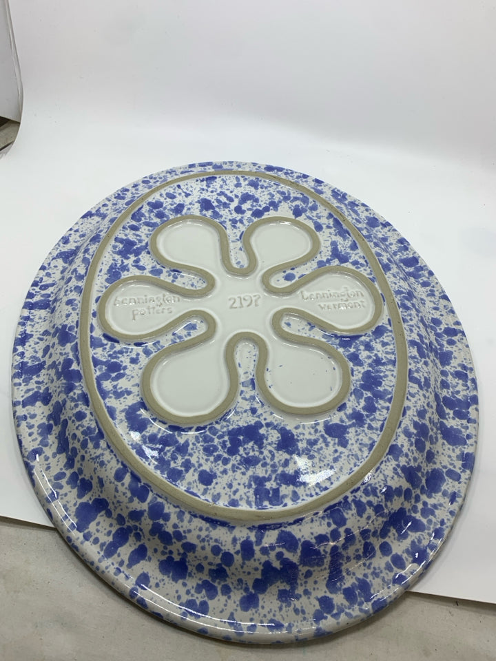 BENNINGTON POTTERS BLUE SPATTER PLATTER.
