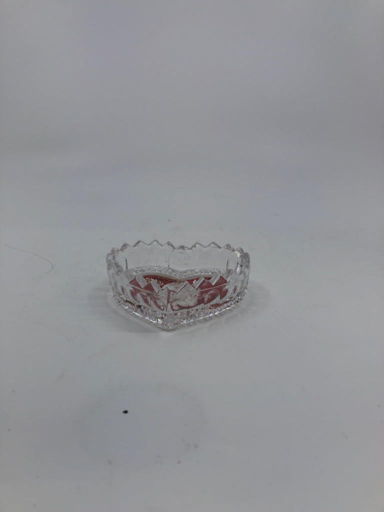 ENESCO RED AND CLEAR HEART DISH.