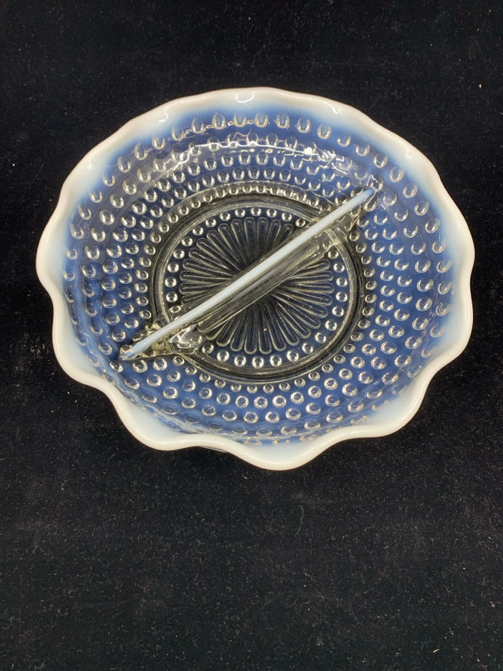 VTG HOBNAIL WHITE WAVY EDGE DIVIDED DISH.