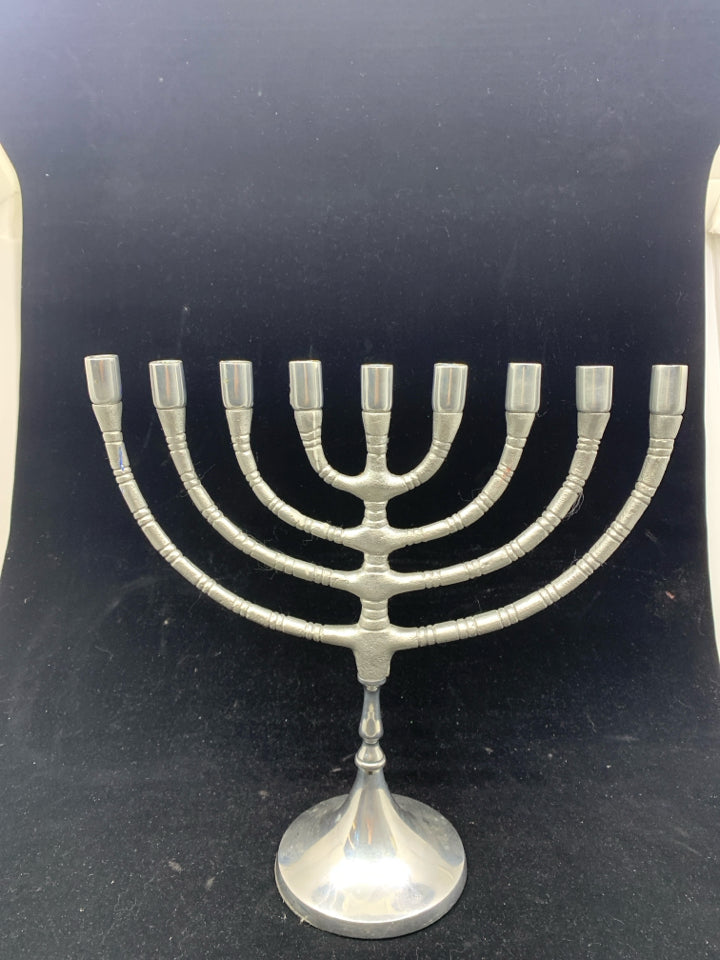 SILVER METAL MENORAH.