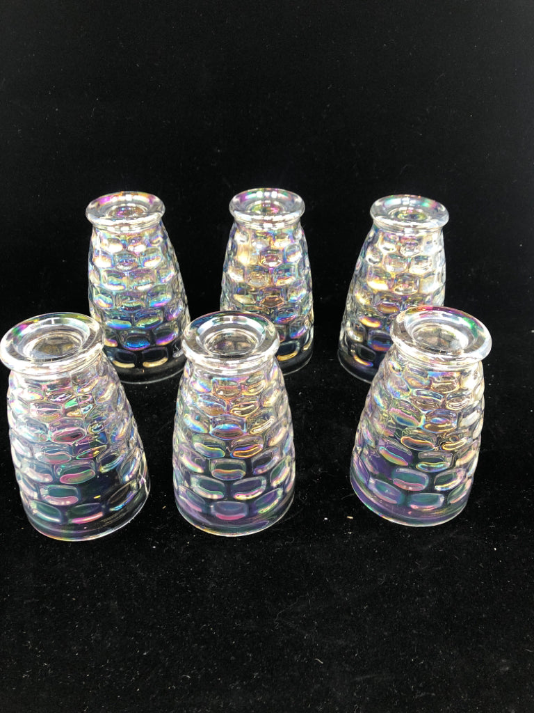 6PC IRIDESCENT DRINKING GLASSES W/THUMBPRINT PATTERN.