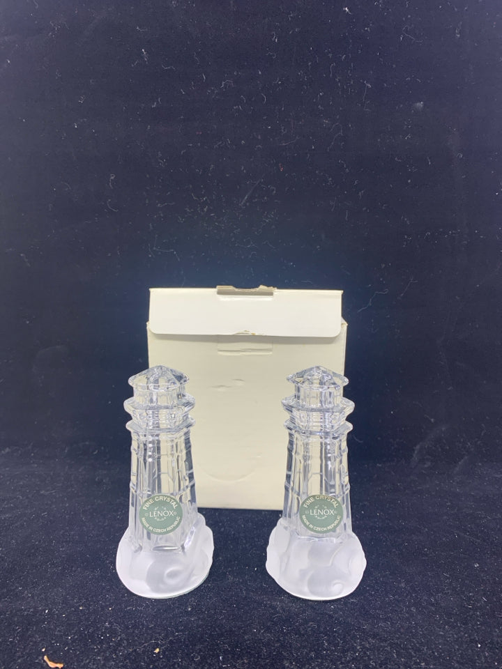 NIB LENOX CRYSTAL LIGHTHOUSE S/P SHAKERS.