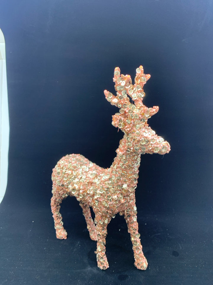 STANDING PINK+SILVER SEQUINS REINDEER.