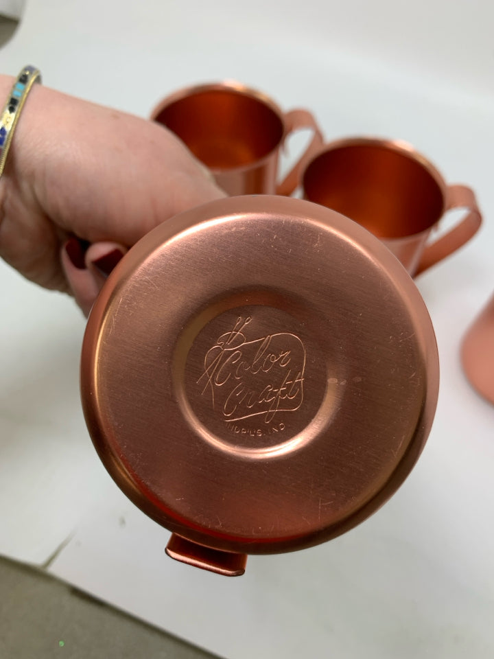 4 VTG COPPER CRAFT ALUMINUM MUGS COPPER COLOR.
