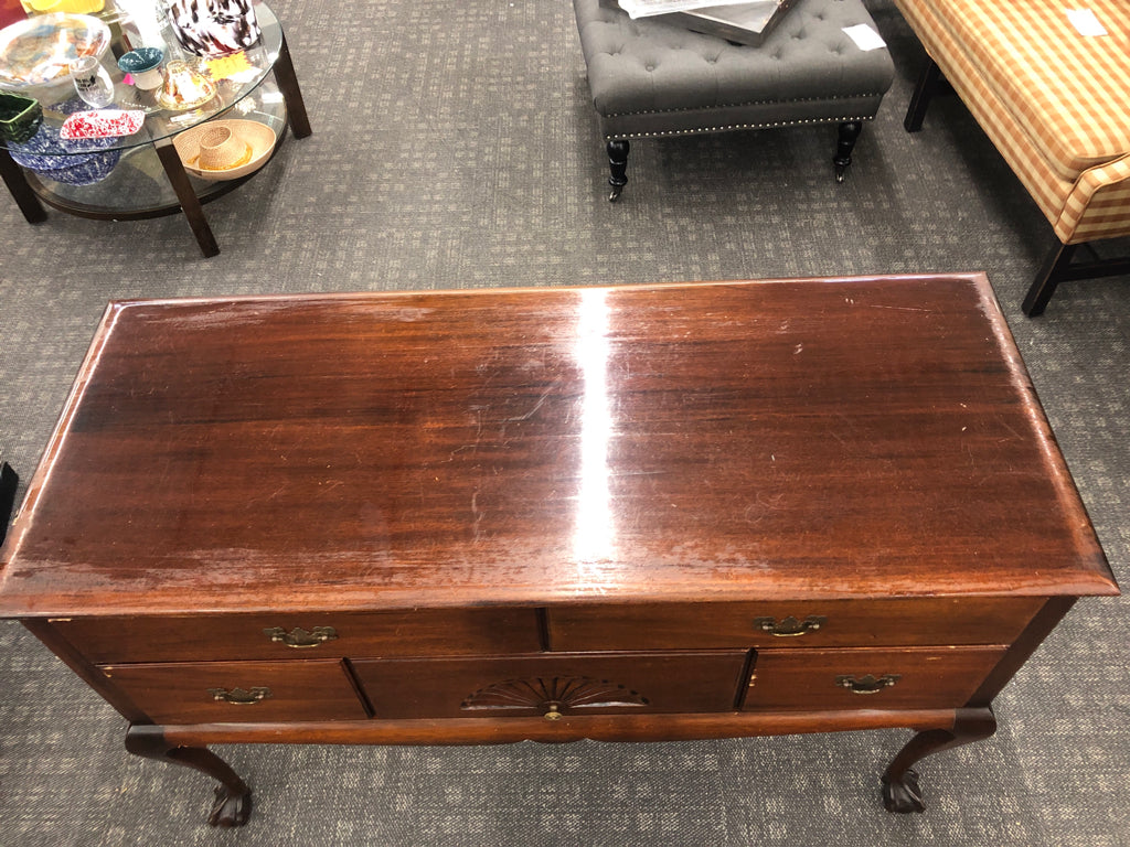 DARK WOOD BUFFET 5 DRAWERS.