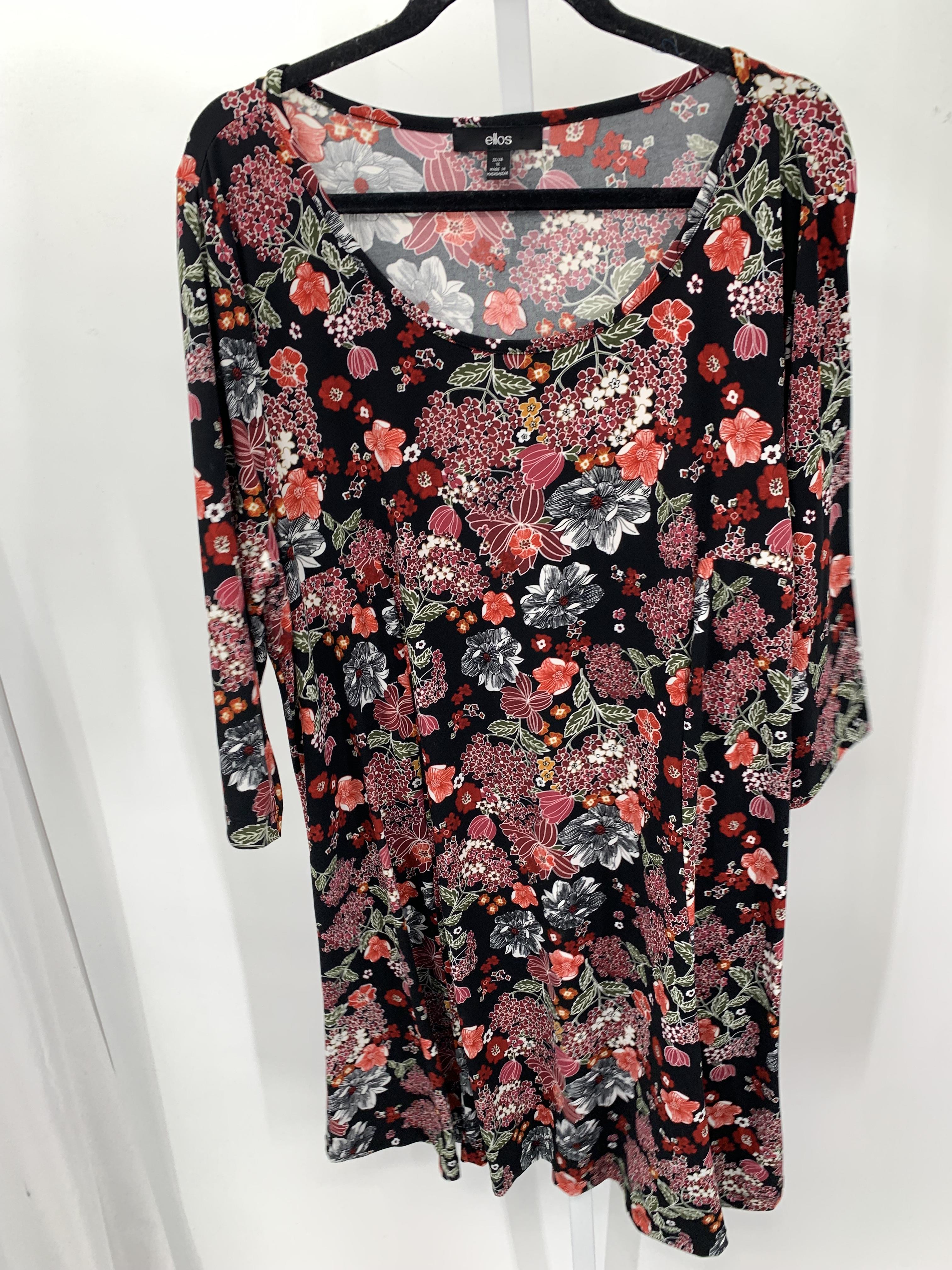 Size 1X Womens 3/4 Sleeve Dress