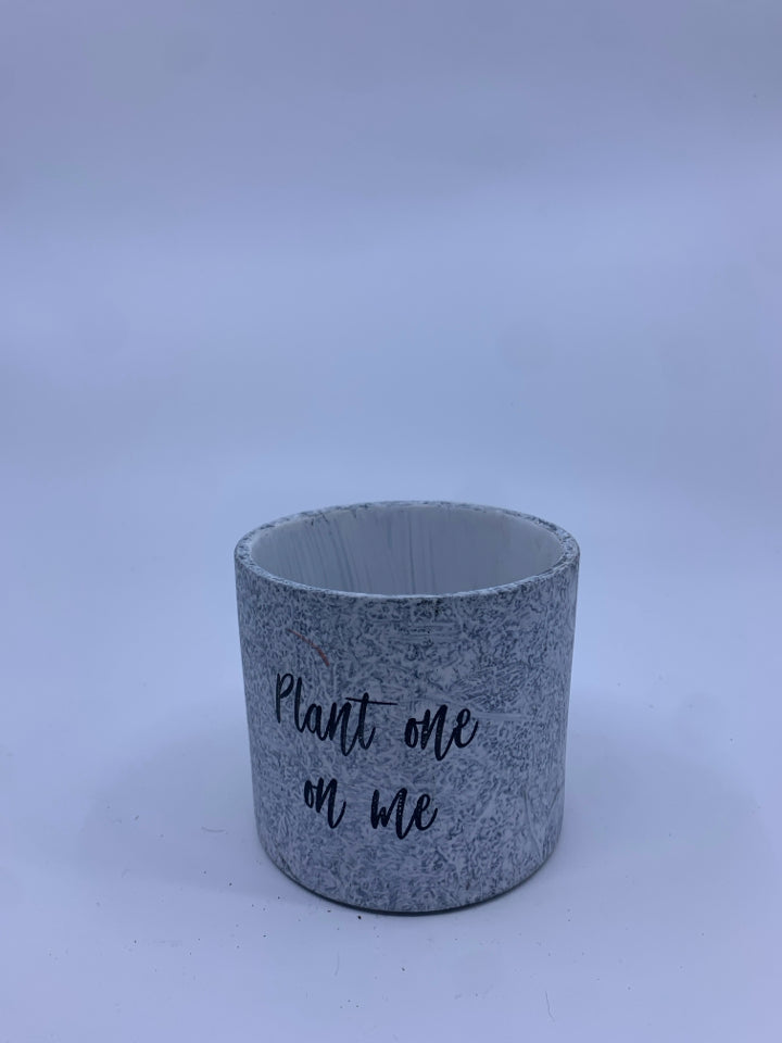 FAUX MARBLE CERAMIC PLANTER "PLANT ONE ON ME".