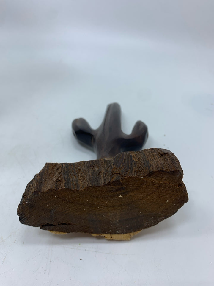 WOOD CACTUS ON WOOD FIGURINE.