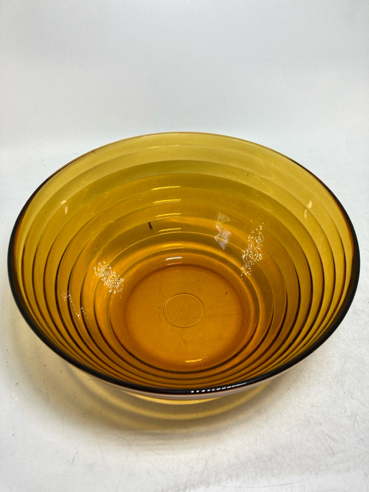 VTG RIBBED DURALEX GLASS MIXING BOWL.
