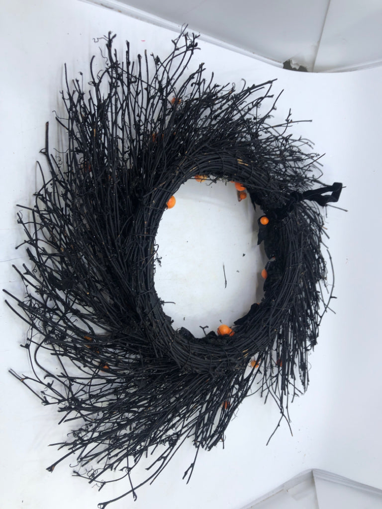 BLACK TWIG WREATH.