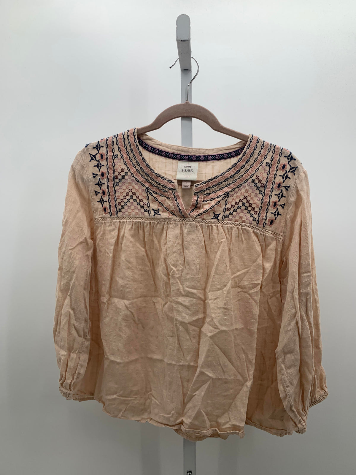 Knox Rose Size Large Misses 3/4 Sleeve Shirt