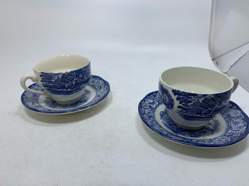 2 VTG LIBERTY BLUE CUP + SAUCERS