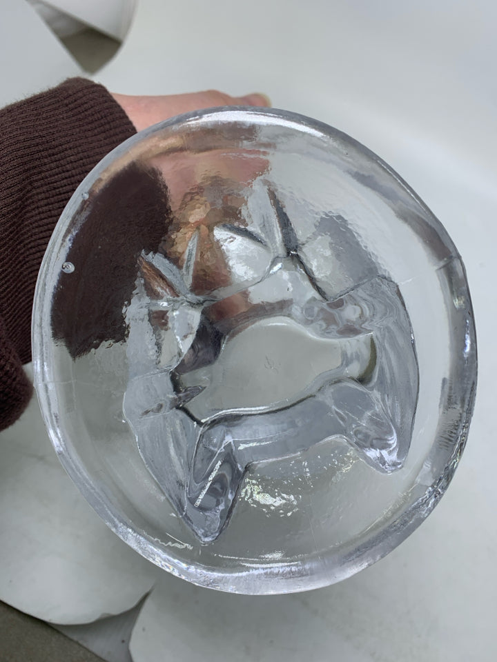 VTG L E SMITH GLASS COVERED TURKEY CANDY DISH.