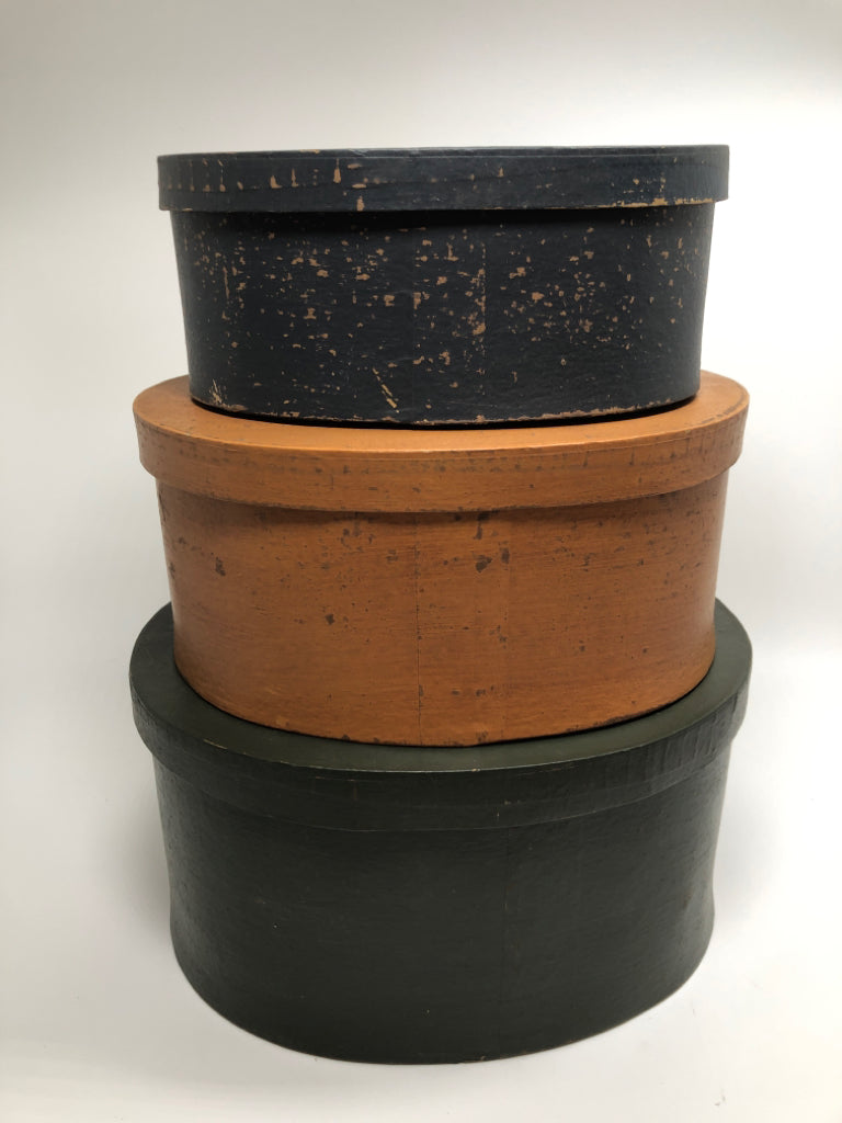 3PC PRIMITIVE NESTING "WASH" BOXES.