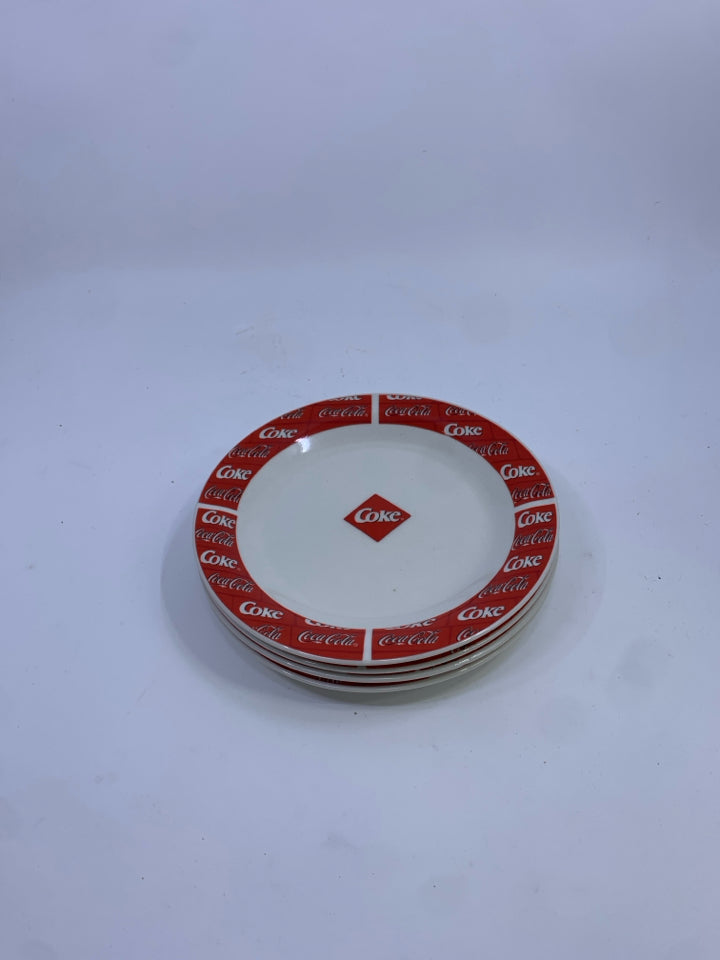 4 COCA-COLA APPETIZER PLATES.