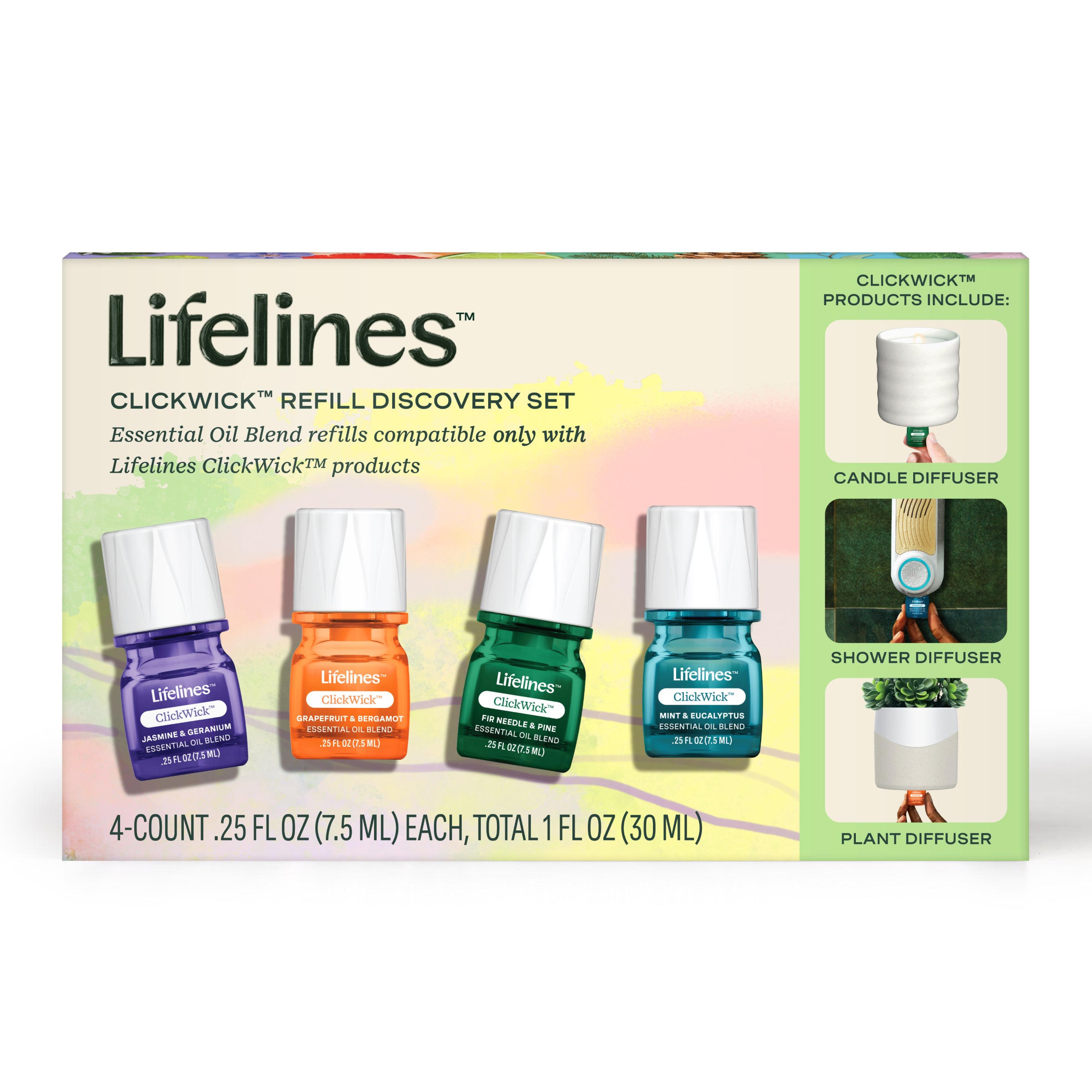 Lifelines Essential Oil Blends ClickWick™ Refills - 4-pack Discovery Set