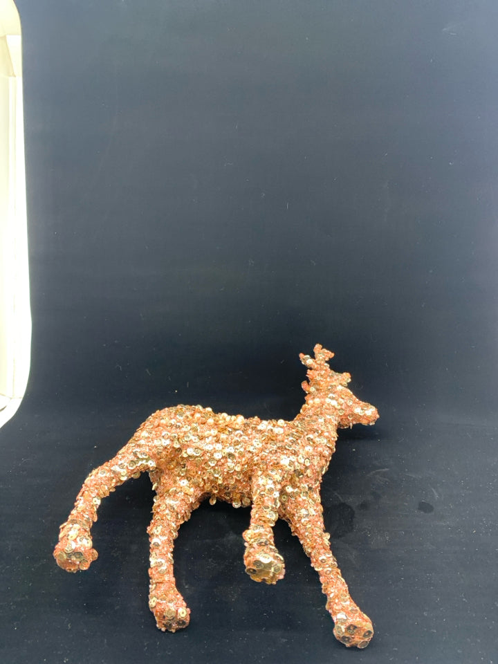 STANDING PINK+SILVER SEQUINS REINDEER.