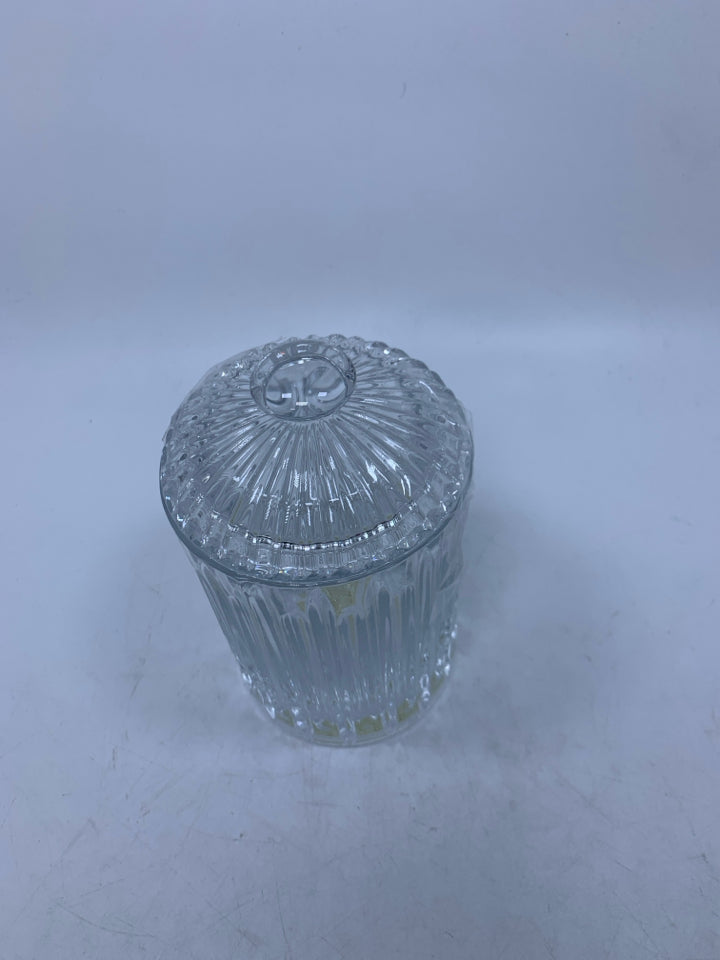 CRYSTAL COVERED CANISTER/ BISCUIT JAR.